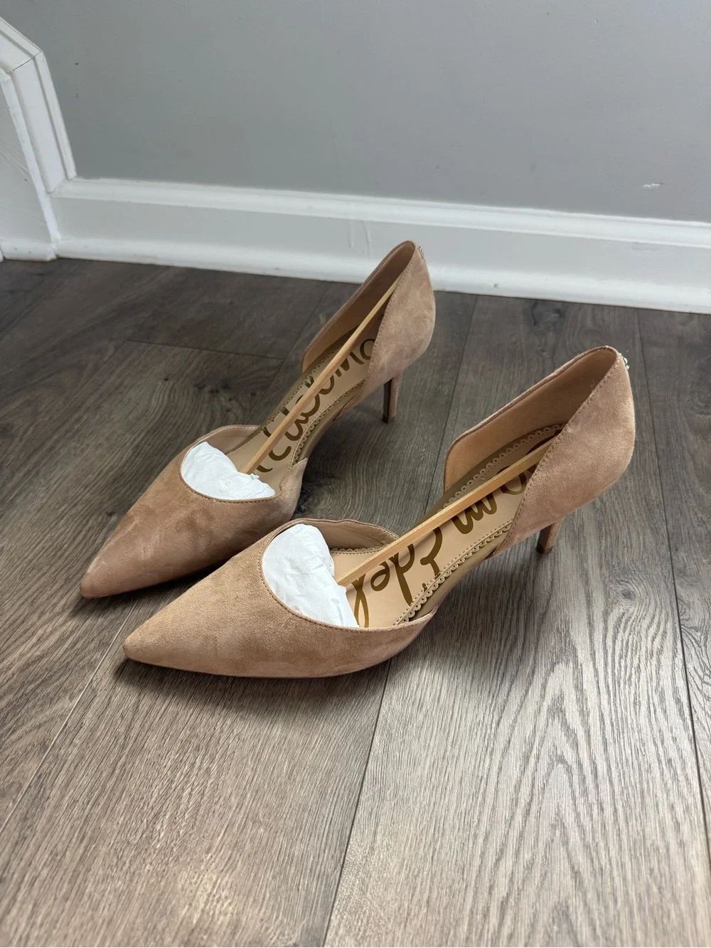 Sam Edelman Nude Suede d’Orsay Pointed Toe Pumps Size 10.5
